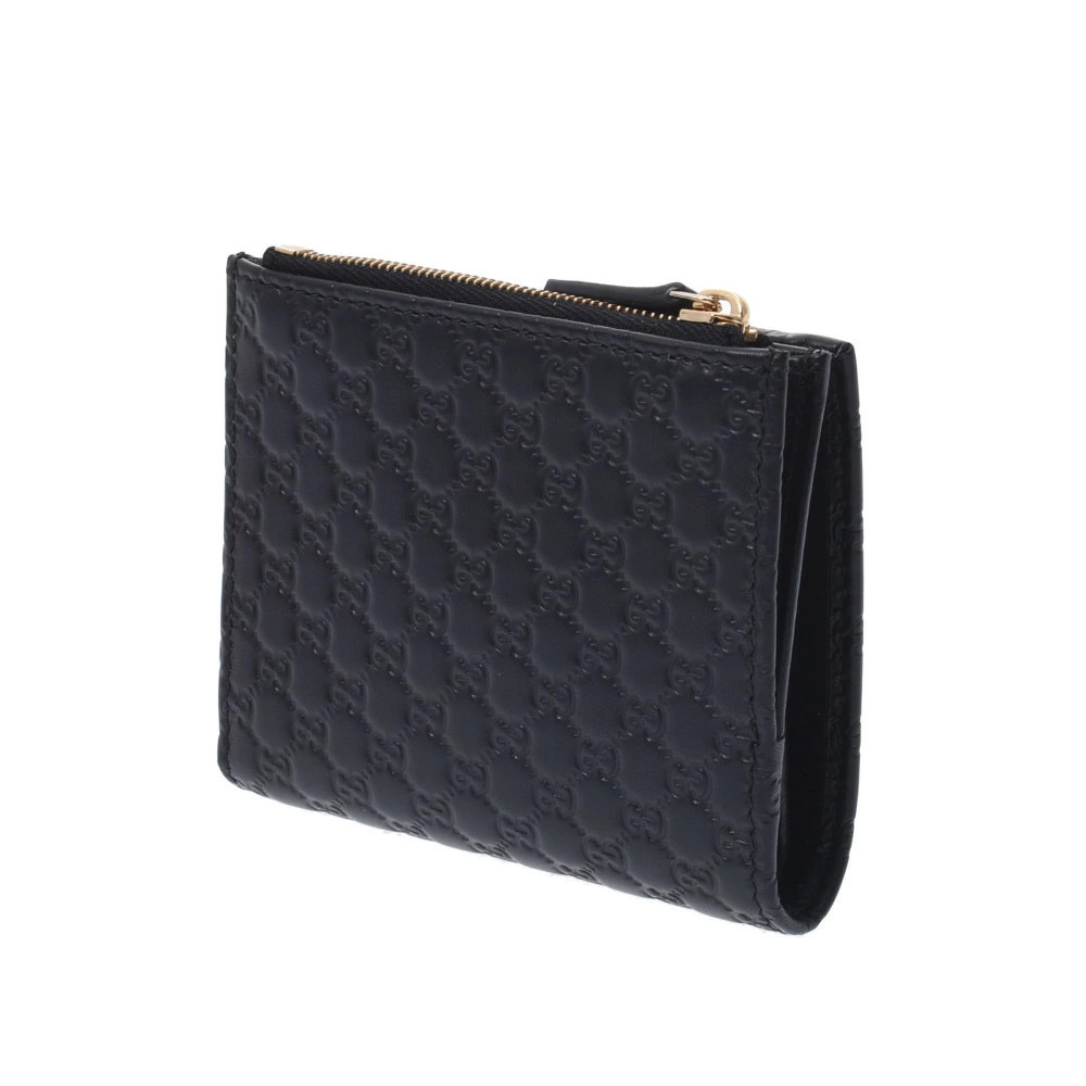 Gucci ssima Compact Bi fold Black Wallet Leather Black
